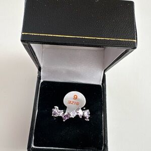 Bomb Party Fairytale Band Ring RG10001 Amethyst & Lavender CZ Rhodium Plating